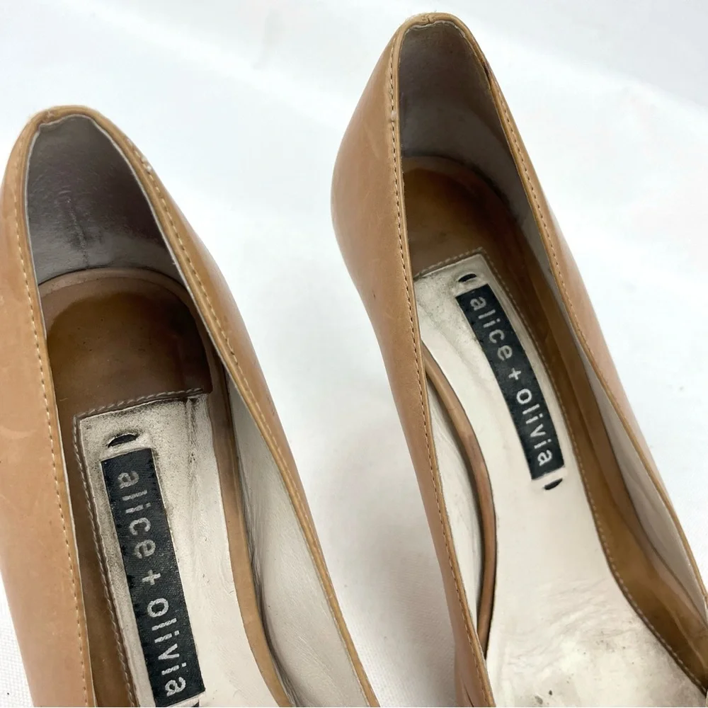 Alice + Olivia Vachetta Leather Beige Tan Stiletto Heels – Size 36.5